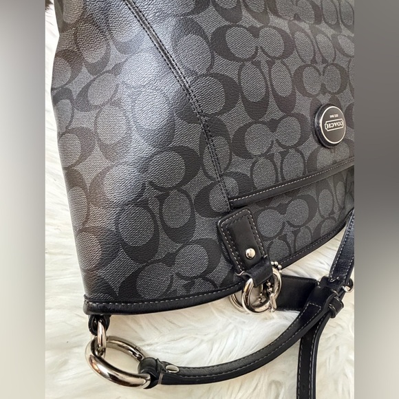 Coach F18917 Peyton Signature Tote Black Grey Logo Handbag Bag - Picture 6 of 10